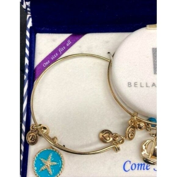 Bella Perlina Gold-Tone Bangle Bracelet Set With Nautical Charms "Come Sail Away - Picture 3 of 4